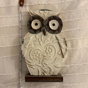 Decorative White and Brown Owl Figurine